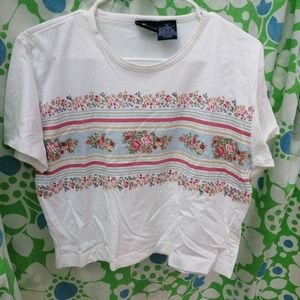 Vtg 90s LizWear Sportswear Crop Tee M
